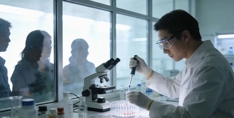 实验室内，技术人员正在操作精密