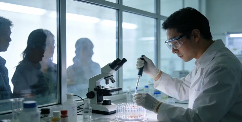 万核基因实验室内,身着白大褂的