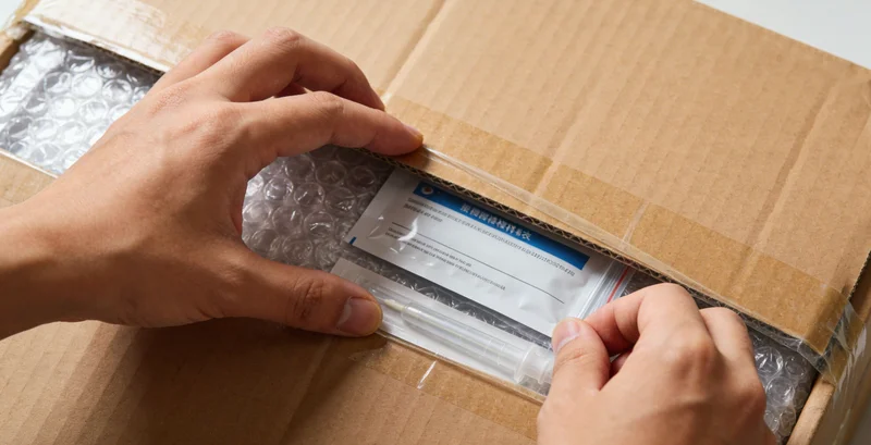 一个密封的隐私采样盒被稳妥地放