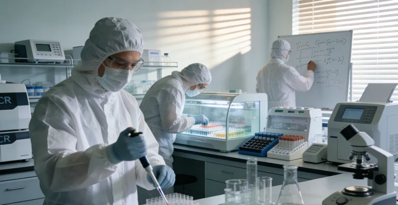 实验室内,科研人员正在操作精密