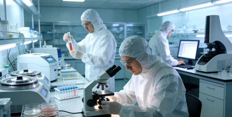 专业检测人员在实验室内进行基因分析