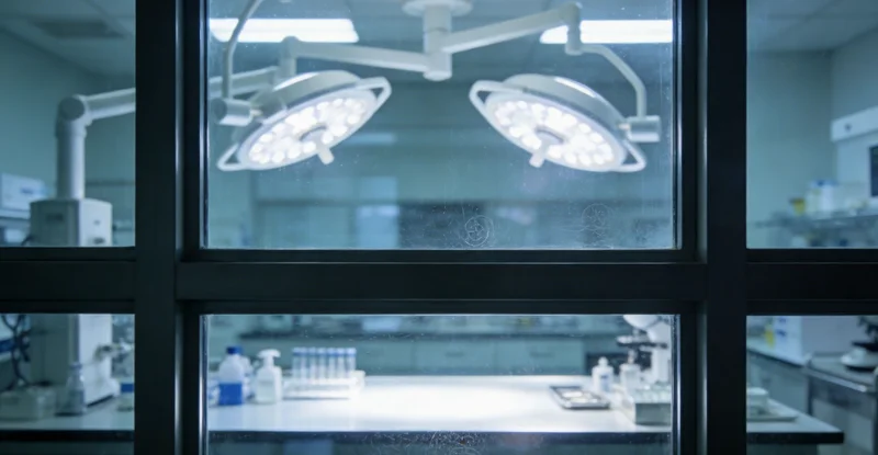 医生在诊室内与患者及家属共同查看基因检测报告，进行专业解读