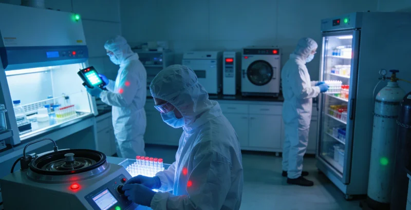 专业基因检测实验室内部，科研人员正在进行样本分析