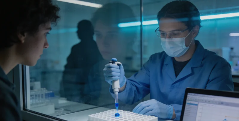 实验室中高科技基因测序仪正在运