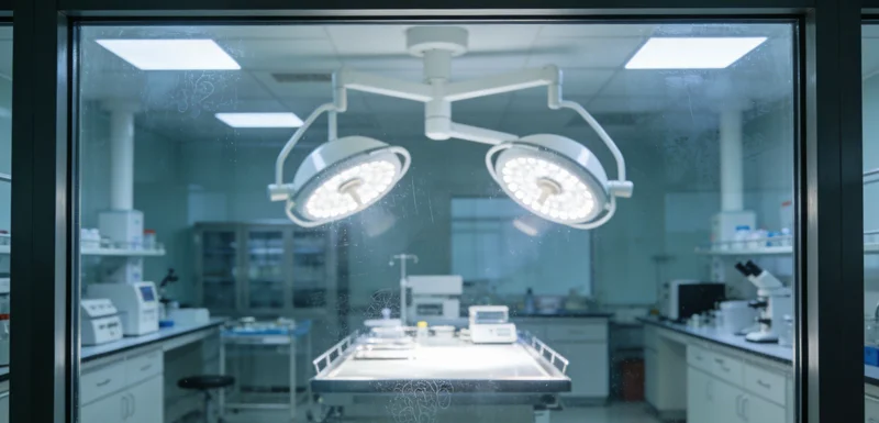 现代基因检测实验室内部,科研人员操作仪器或分析数据的场景