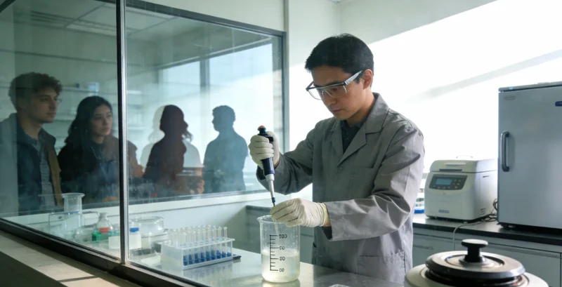 现代化医学实验室内部，科研人员