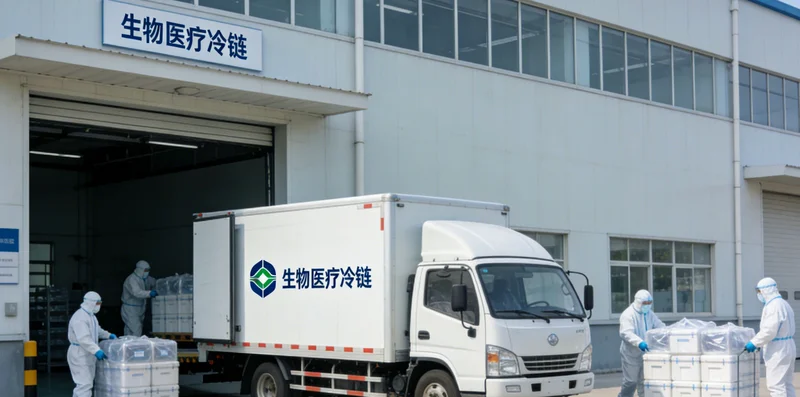 专业人员正在进行医疗样本的冷链