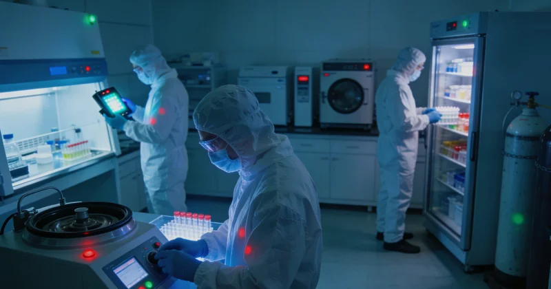 现代化医学实验室内部，科研人员