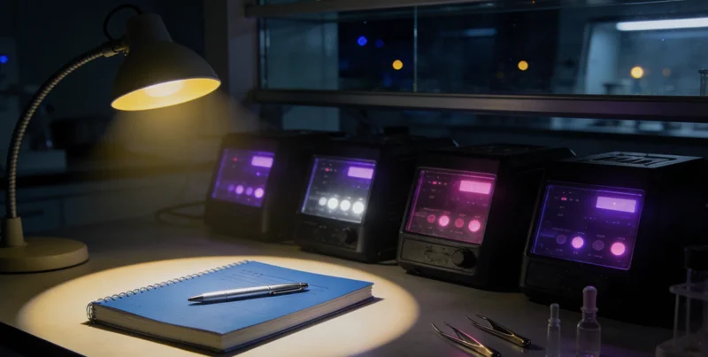 医生在灯箱前查看肺部CT影像，