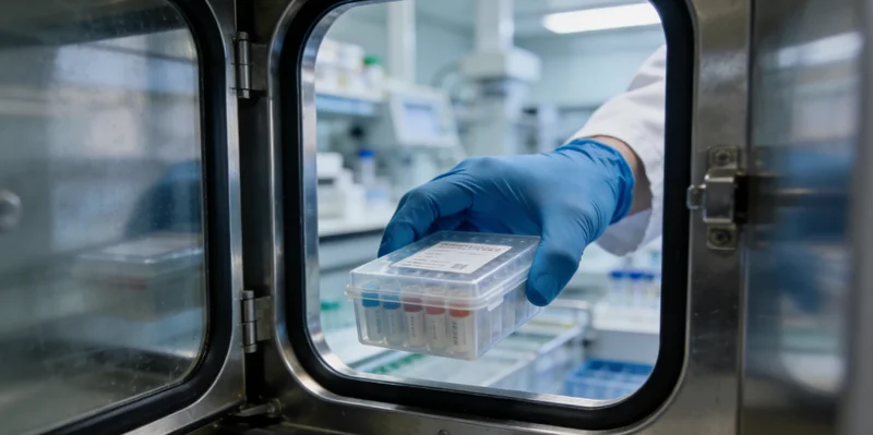 展示基因序列与胃肠道示意图结合的科技感图片,象征精准医疗