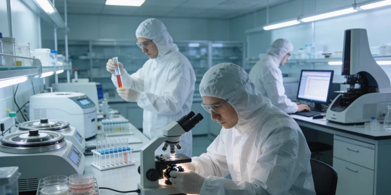 实验室技术人员正在操作精密仪器