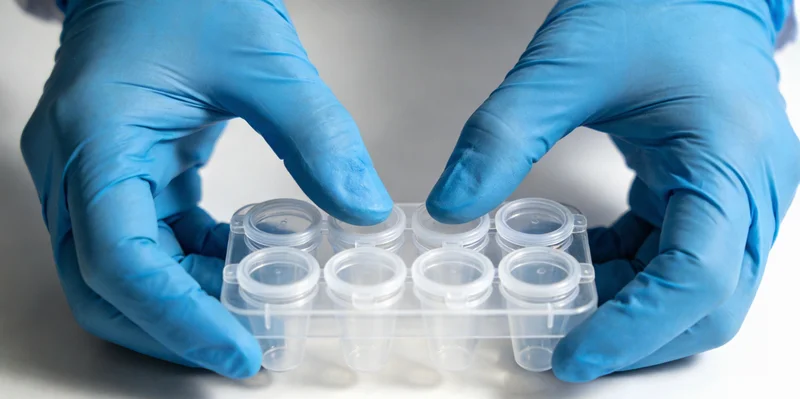 实验室技术人员在生物安全柜内，