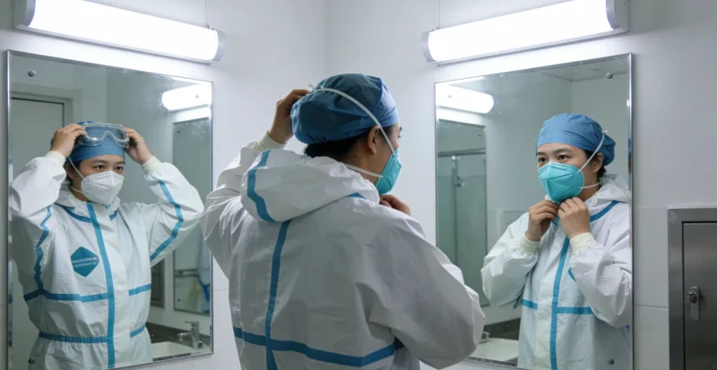 安阳某医院内,家属在发热门诊外