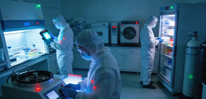 基因检测实验室内，专业人员正在