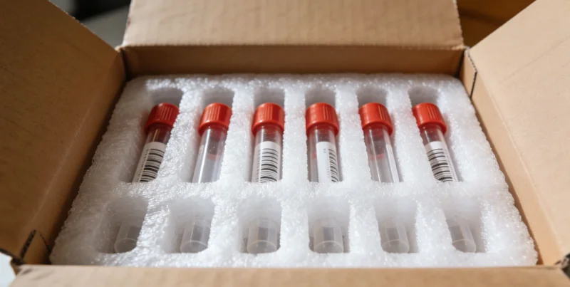 一个密封的检测报告信封被递出,