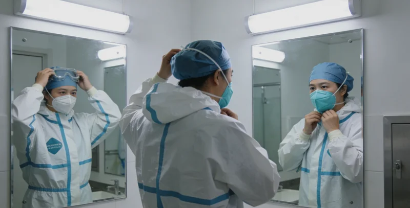 专业人员使用采样拭子进行规范取