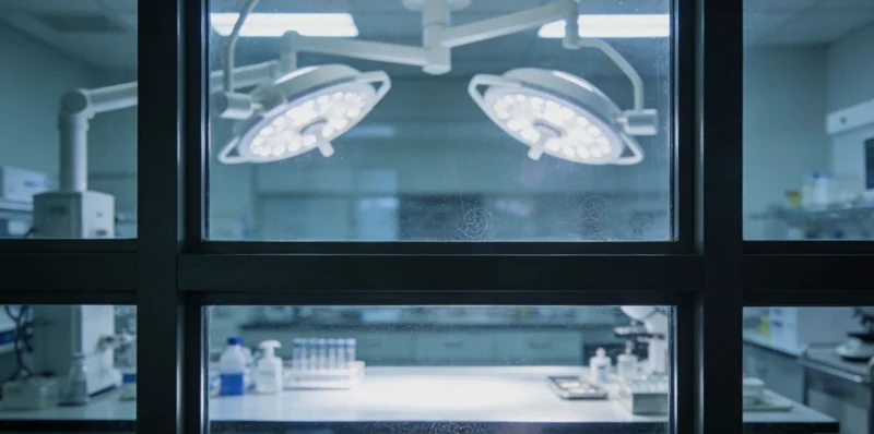 一位医生在实验室专注地查看检测