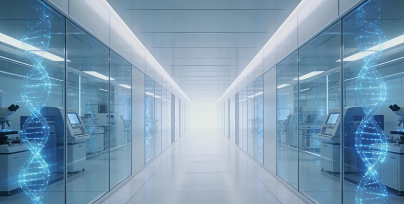 专业人员在高通量测序实验室进行