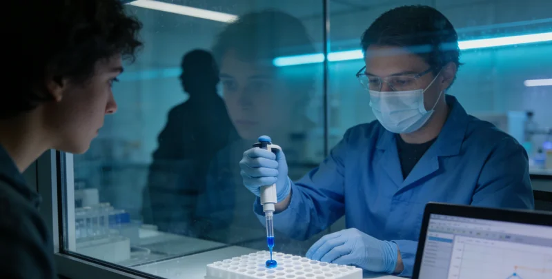 两份内容不同的基因检测报告平放在桌面上,用于对比分析