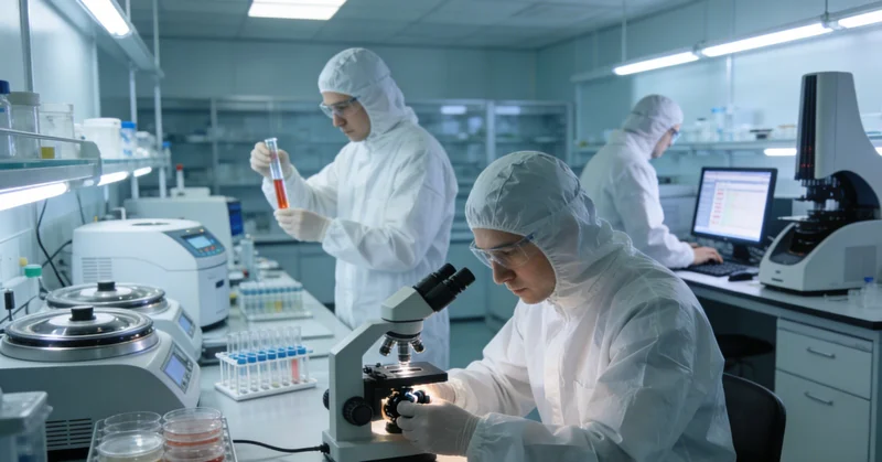 专业人士在实验室进行基因检测分析