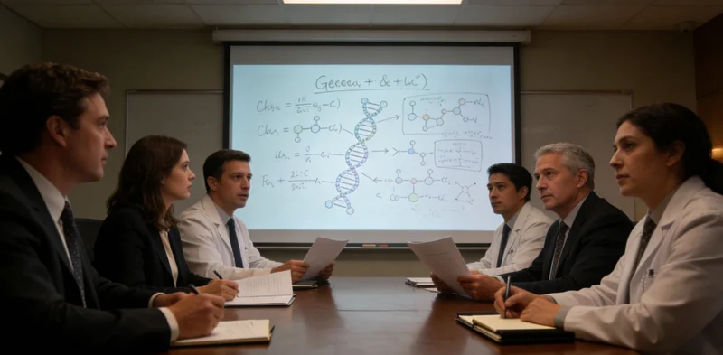 医生正在分析脑部影像与基因检测报告