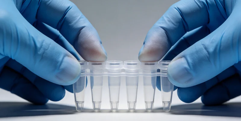 专业人士在办公室内向客户解读基因检测报告