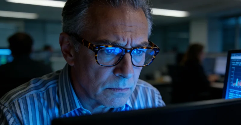 医生在办公室内，为检测者详细解