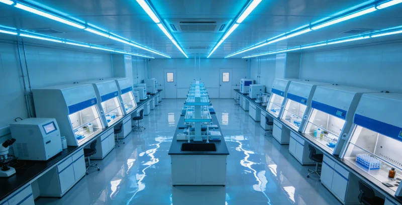 专业人员在生物安全柜内进行病毒