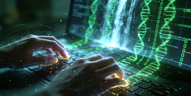 一位医生在分析复杂的基因测序数