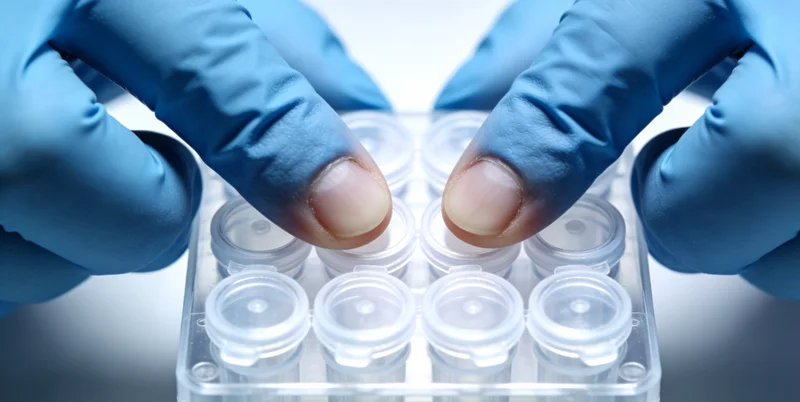 一份专业的基因检测报告，旁边有分析图表和电脑