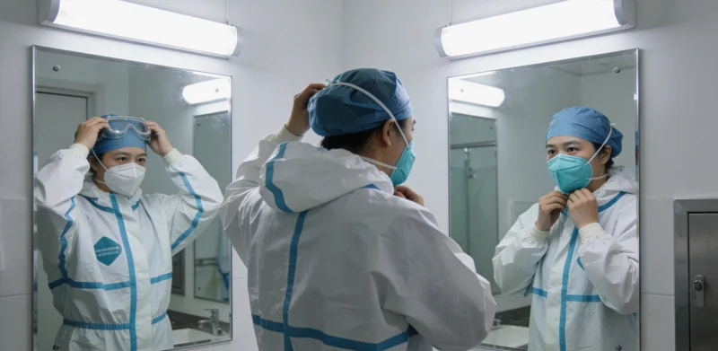 朔州某医院发热门诊内景,表现患