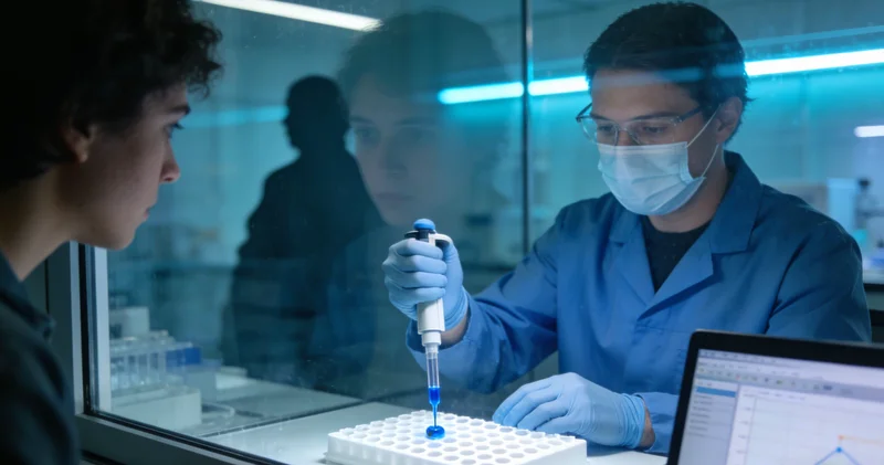 象征精准医疗的图示，DNA双螺旋与医疗标志结合