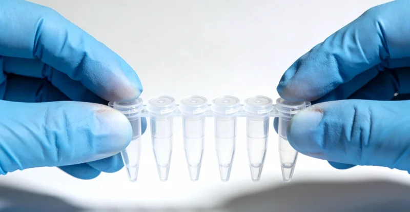 医生与患者在诊室内讨论基因检测报告