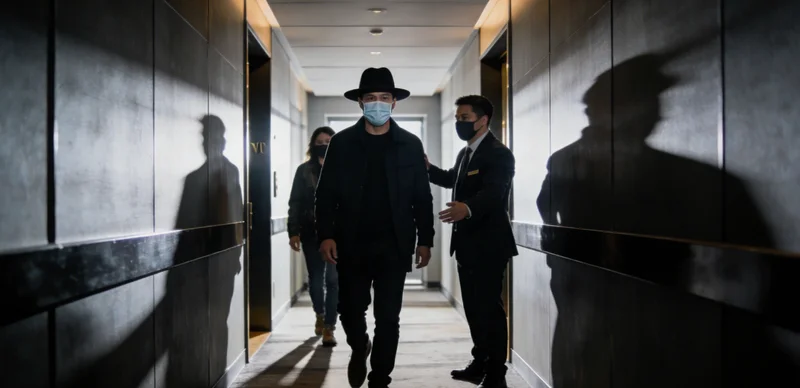 一位中年快递员佩戴口罩在户外工