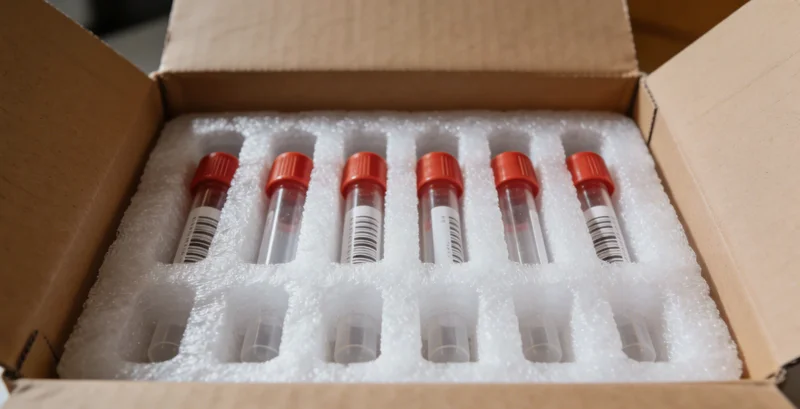 一个设计简洁的居家采样套件盒,