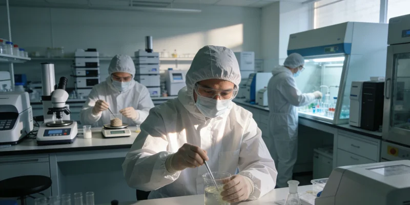 专业PCR实验室内景，技术人员