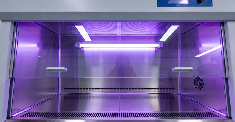 象征精准医疗的光芒穿透代表病原