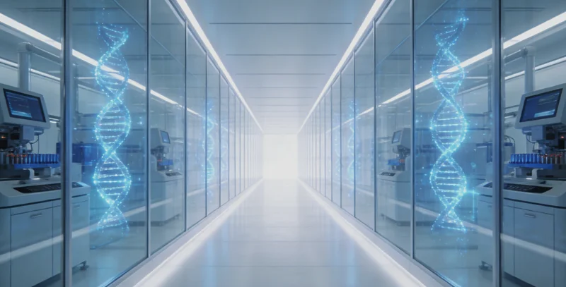 一位年轻女性在诊室内与遗传咨询