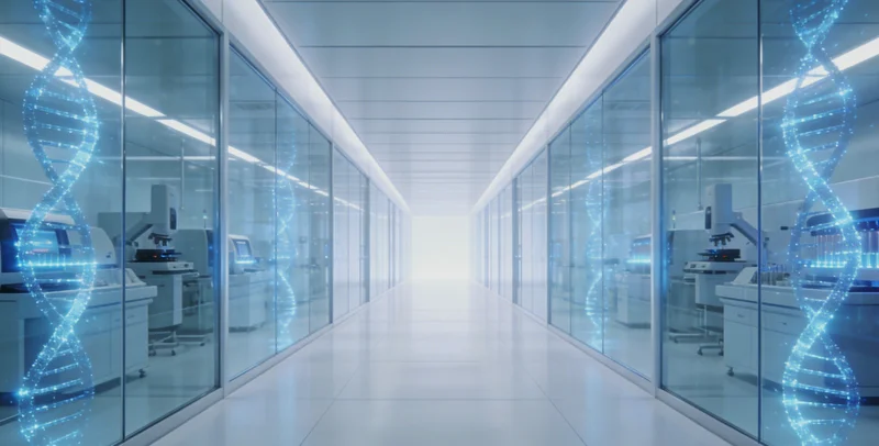 现代医学实验室进行基因检测的场