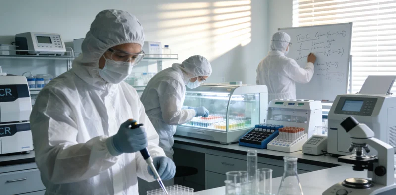 专业人士正在电脑前分析基因检测