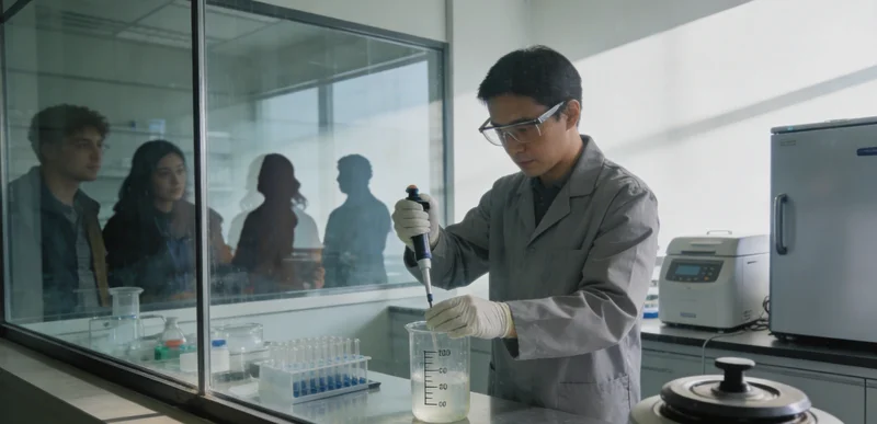 身穿防护服的检验人员正在生物安