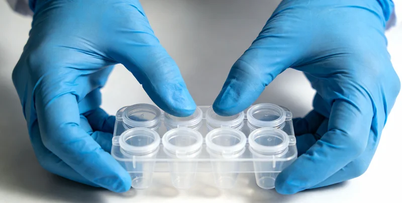 身穿白大褂的技术人员正在生物安