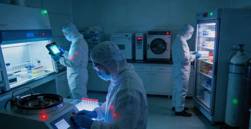 专业实验室内部，技术人员正在操