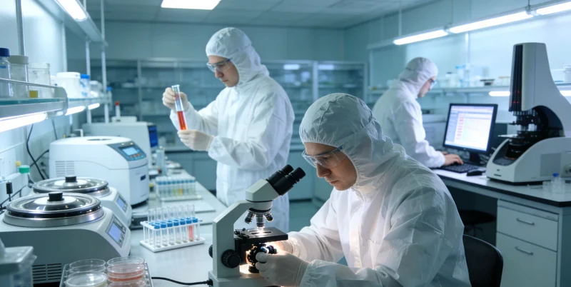 在明亮的检测中心，医护人员正在为男士进行专业的静脉采血