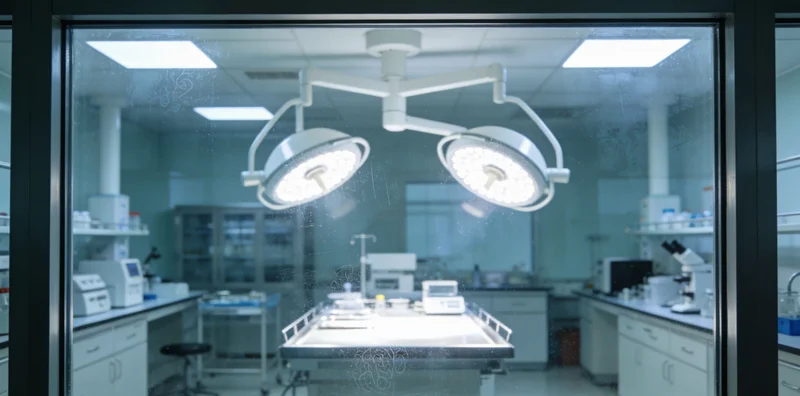 专业医学实验室内，技术人员正在