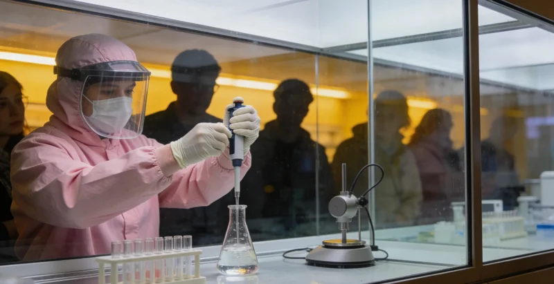 实验室技术人员在生物安全柜内进