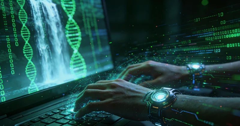 屏幕上显示着复杂的基因测序数据