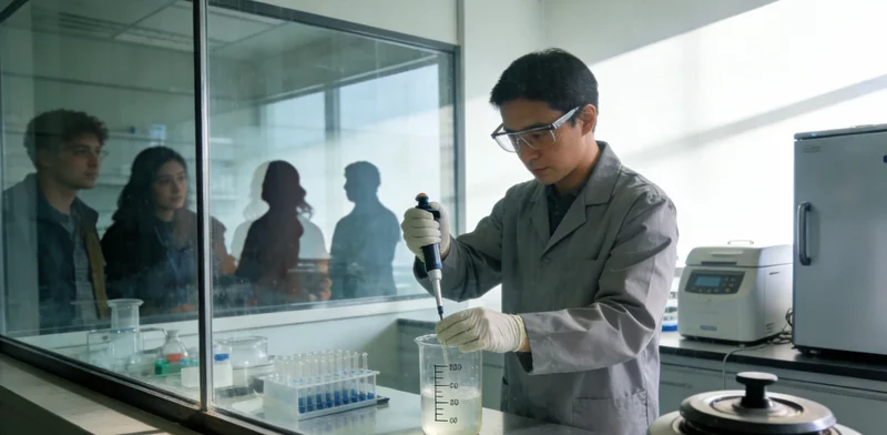 高科技实验室中,技术人员操作m