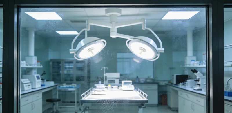 专业医学实验室内部,技术人员正