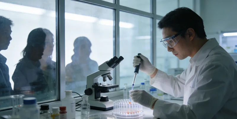 现代化基因测序实验室内部，技术